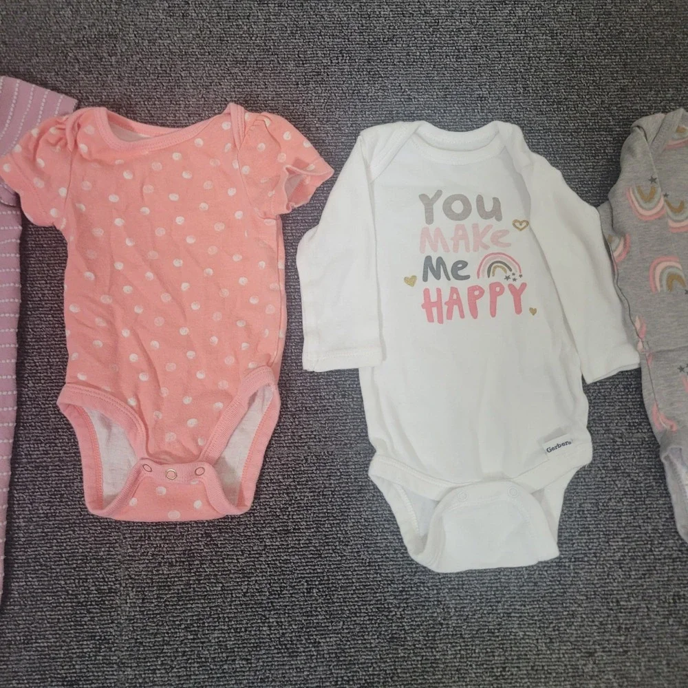 Various Brands Lot of 13 Size 0-3 Months One Pieces Lot Baby Girl Infant Bundle
